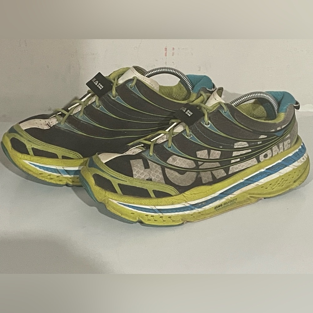 Hoka One One Stinson Tarmac Running Shoes Sneakers Mens 11 Black Lime White